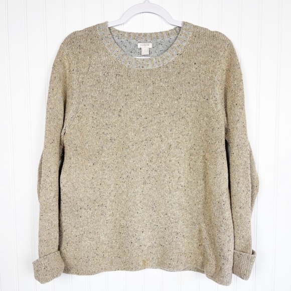 J. Crew Lamb’s Wool Sweater Women’s Large Gold‎ Metallic Soft Fall Winter - Picture 1 of 11